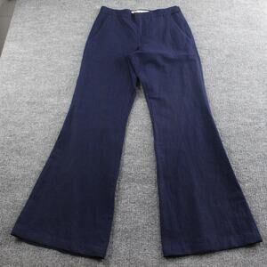 Marni Pants Women 29 Linen Flare Bell Bottoms Blue Trouser Business Quiet Luxury